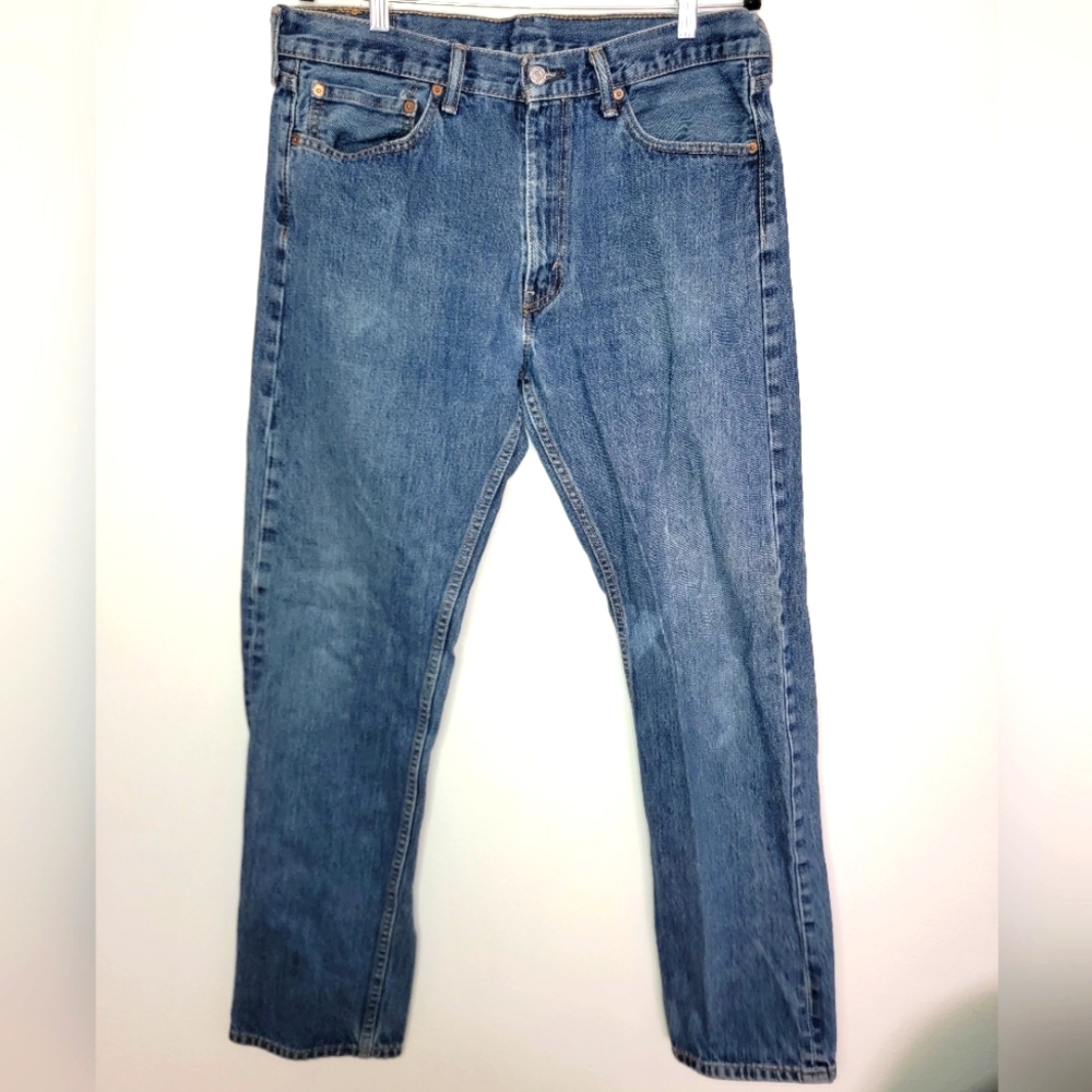 Levi's 505 Blue Men Jeans Denim Size 36 x 34 Straight Leg (1)